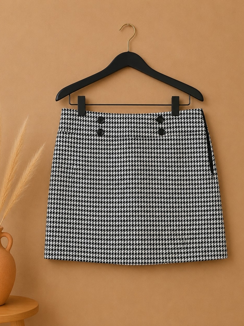 The Limited Houndstooth Mini Skirt - Black & White